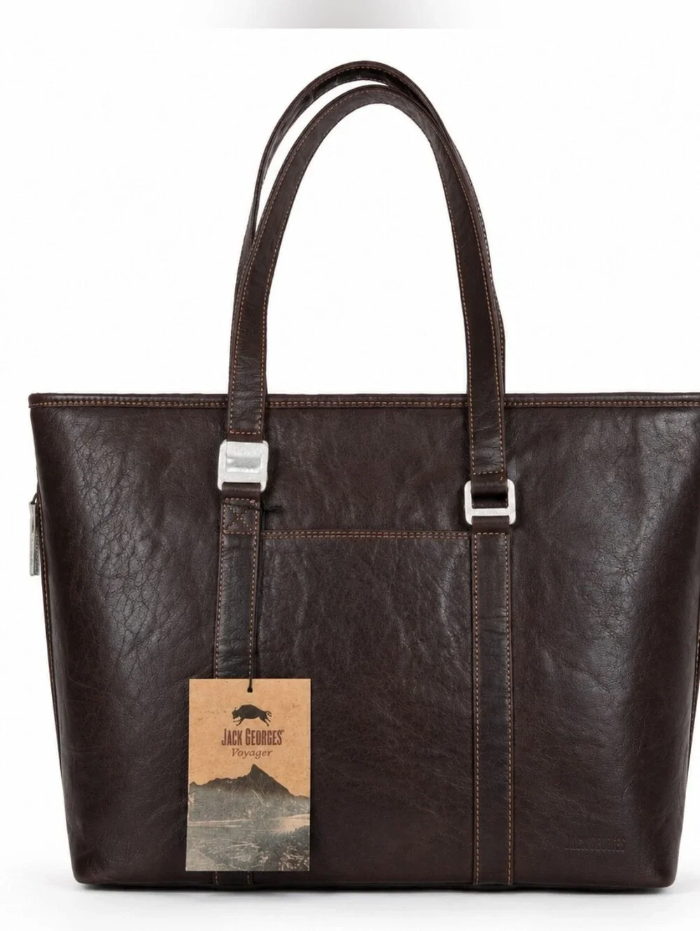 Jack Georges Voyager Brown Buffalo Leather Shopper Tote Bag